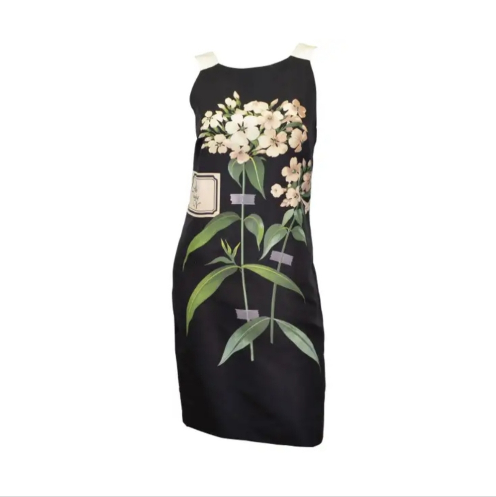 Carolina Herrera New York Black Floral Print Silk Dress - 10